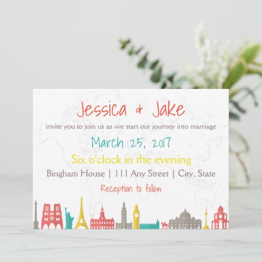 Voyage Mariage thématique Invitation à destination (Debout devant)