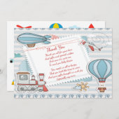 Voyage mignon thème bébé garçon douche Merci (Devant / Derrière)