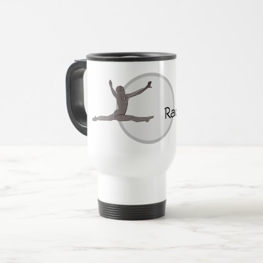 Voyage Mug - Silhouette de gymnaste avec nom (Devant gauche)