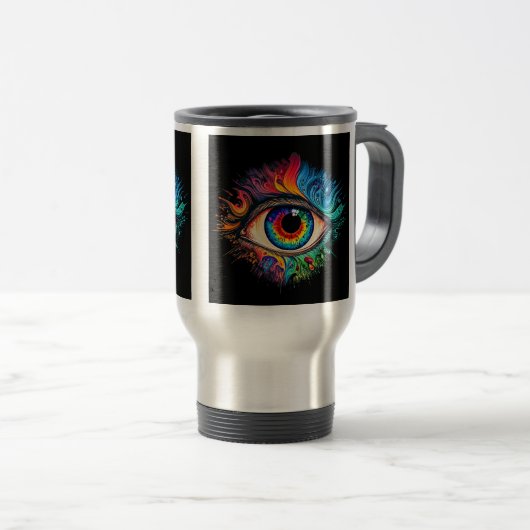 Voyage Oeil Psychédélique / Mug Commuter, 15 oz (Devant droit)