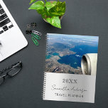 Voyage photo argent personnalisé<br><div class="desc">Un arrière - plan faux argenté. Personnalisez et ajoutez votre photo, année, nom et texte. Le nom est écrit en noir avec un grand script de style à la main moderne.</div>