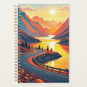 Voyage pittoresque sur route sinueuse, couchers de