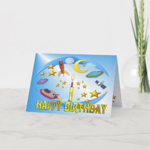 Voyage spatial ~ 1er. Carte d'anniversaire