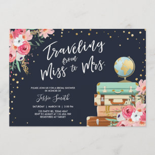 Voyage thème de la douche nuptiale invitation Mlle