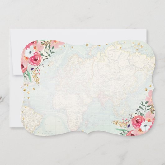 Voyage thème de la douche nuptiale invitation Mlle (Dos)