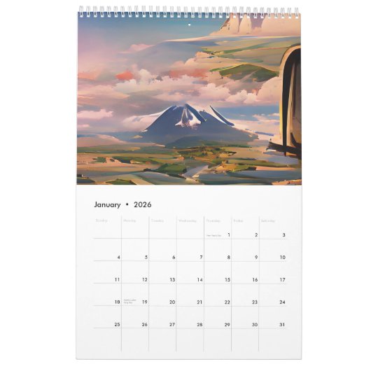 Voyage Viaggiare 2023 Calendrier d'une page (Jan 2026)