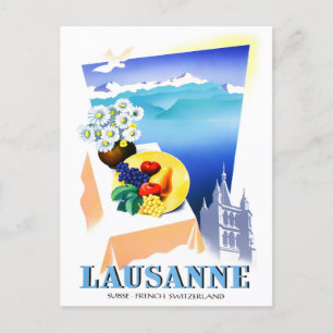 Voyage vintage Lausanne Suisse Carte postale