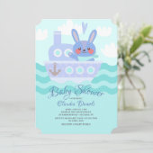 Voyager Bunny Douche Invitation Bleu (Debout devant)