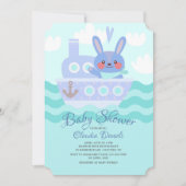 Voyager Bunny Douche Invitation Bleu (Devant)