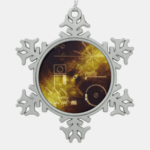 Voyager Spacecraft Golden Record Hoesje Tin Sneeuwvlok Ornament