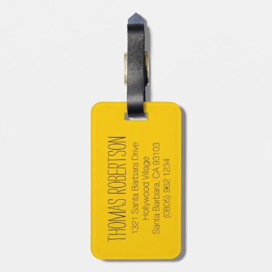 Voyageur long-courrier jaune plus étiquette bagage (Dos Vertical)