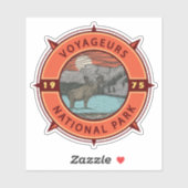 Voyageurs National Park Moose Retro Compass Emblee Sticker (Vel)