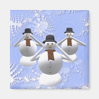 Voyez, Écoute, Ne Parle Pas Mal Snowman Magnet Noë