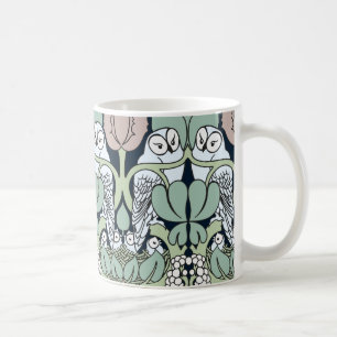Voysey Art Nouveau Chouette Nid Motif Café Mug