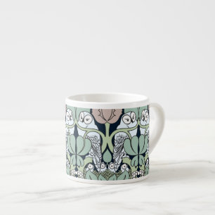 Voysey Art Nouveau Owl Nest Pattern Espresso Mokke Espresso Kop