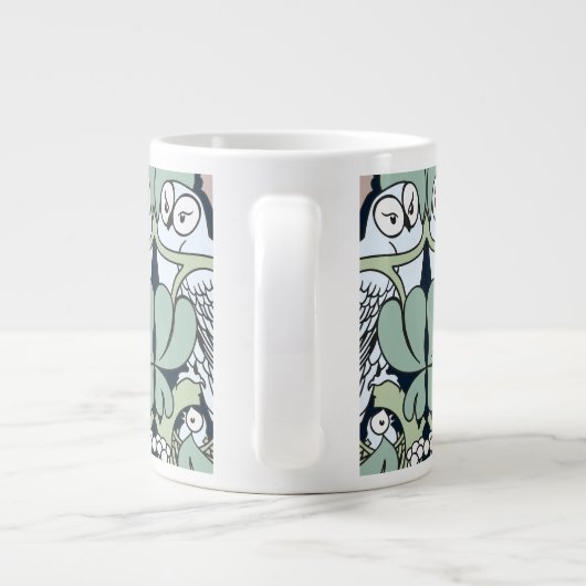 Voysey Art Nouveau Owl Nest Pattern Jumbo Mok (Achterkant)