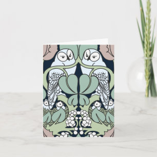 Voysey Art Nouveau Uil Nest Patroon Notitiekaarten
