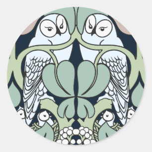 Voysey Art Nouveau Uil Nest Pattern Stickers