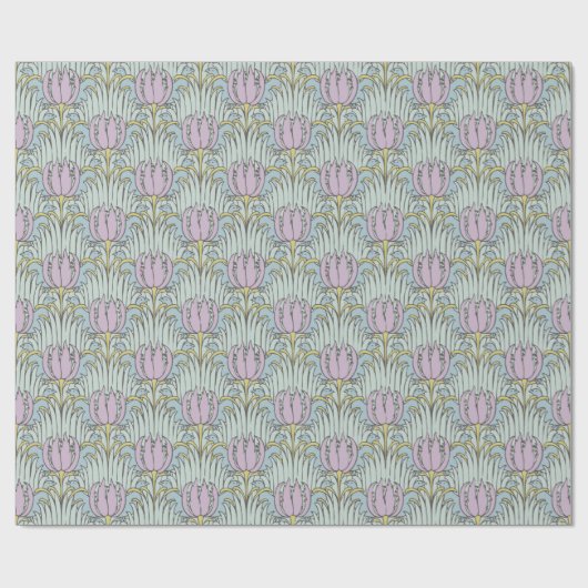 Voysey Bird en Tulip Pattern Arts and Crafts Cadeaupapier (Vlak)