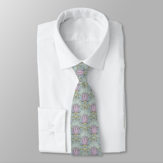 Voysey Bird en Tulip Pattern Mannen Necktie Stropd Stropdas (Gebonden)