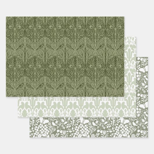 Voysey en vert 19" x 29" Feuilles papier d'envelop (Lot)