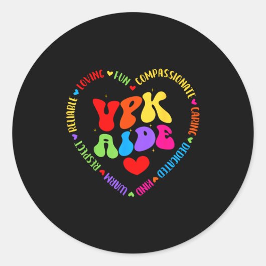 Vpk Aide First Day Of Back To School Appreciation  Ronde Sticker (Voorkant)