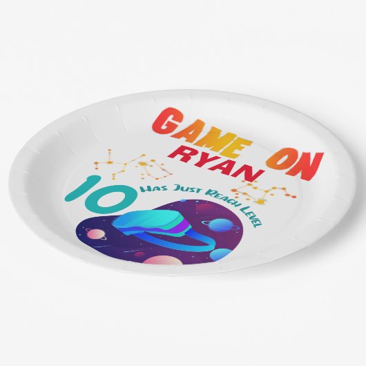 VR Birthday Boy Gamer Party Group Matching Papieren Bordje (Gekanteld)