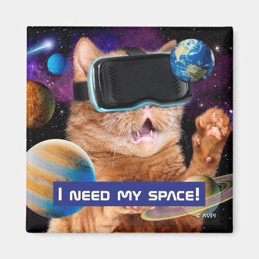 VR Cat in Space Magneet (Voorkant)