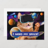VR Cat in Space Uitnodiging Briefkaart (Voorkant / Achterkant)