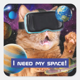 VR Cat in Space Vierkante Sticker