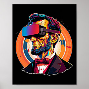 VR Headset Abraham Lincoln Videospel Virtual Real Poster