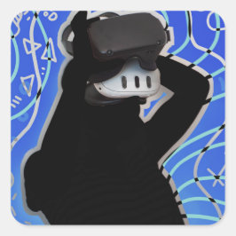 VR Headset Gaming Time Dynamische achtergrond Vierkante Sticker