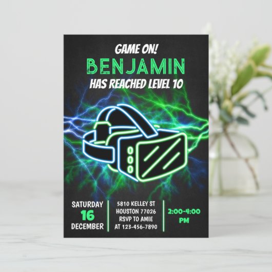 VR Invitation d'anniversaire Modèle, Réalité virtu (Debout devant)