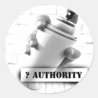 Vraag Autoriteit - Spuitverf can - Graffiti Ronde Sticker