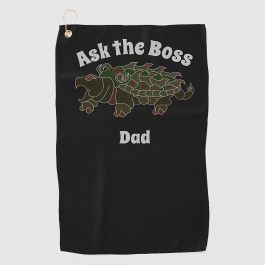 Vraag de Baas Pap Alligator Snapping Turtle Golfhanddoek (Voorkant)