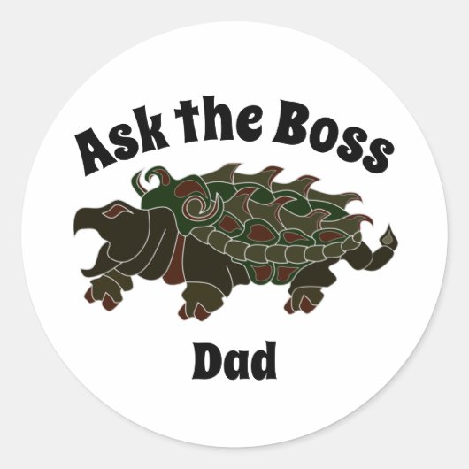 Vraag de Baas Pap Alligator Snapping Turtle Ronde Sticker (Voorkant)