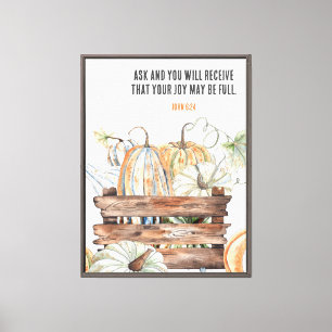 Vraag en ontvang Herfst pompoenen met Bijbelvers Canvas Afdruk