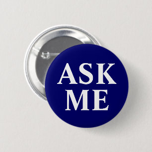 Vraag het me Navy Blue Badge Button