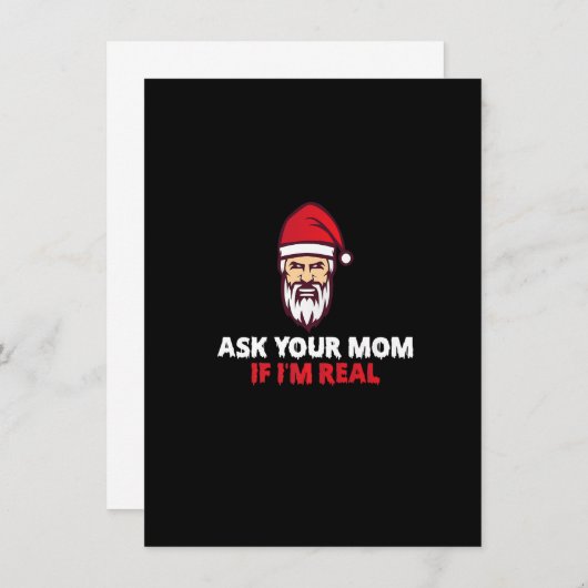 Vraag je moeder of ik echt grappig kerstkerstman b kaart (Voorkant / Achterkant)