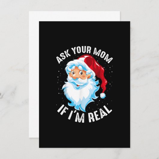 Vraag je moeder of ik echt grappig kerstkerstman b kaart (Voorkant / Achterkant)