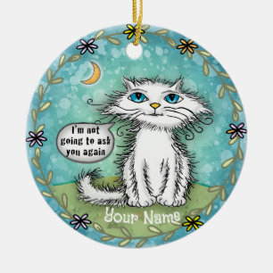 Vraag Jou Scraggles Kat Keramisch Ornament