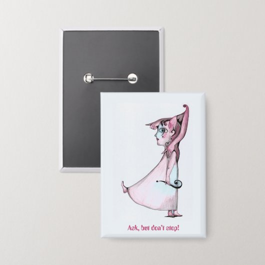 Vraag maar stop niet button (Voorkant / Achterkant)