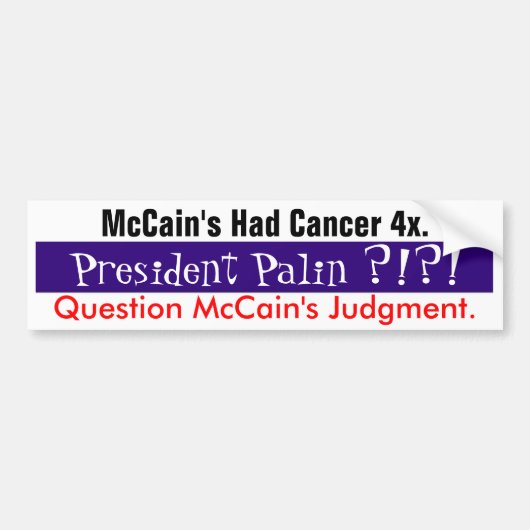 Vraag McCain's oordeel #1 Bumpersticker (Voorkant)