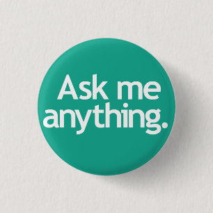 Vraag me alles. Groen Ronde Button 3,2 Cm