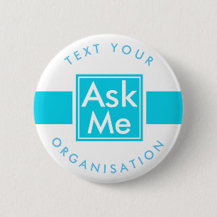 Vraag me Button voor school, vrijwilliger, theater
