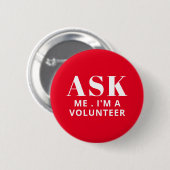 Vraag me de Button van de Rode Vrijwilliger (Voorkant /achterkant)