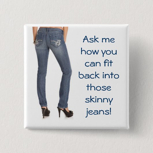 Vraag me hoe je terug in die magische jean kunt pa vierkante button 5,1 cm (Voorkant)