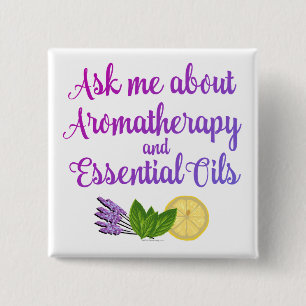 Vraag me naar Aromatherapie Essential Oils Busines Vierkante Button 5,1 Cm