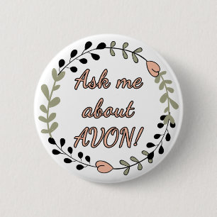 Vraag me naar AVON, Floral Ronde Button 5,7 Cm