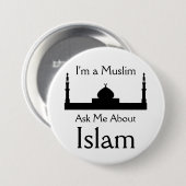 Vraag me naar de islam ronde button 7,6 cm (Voorkant /achterkant)